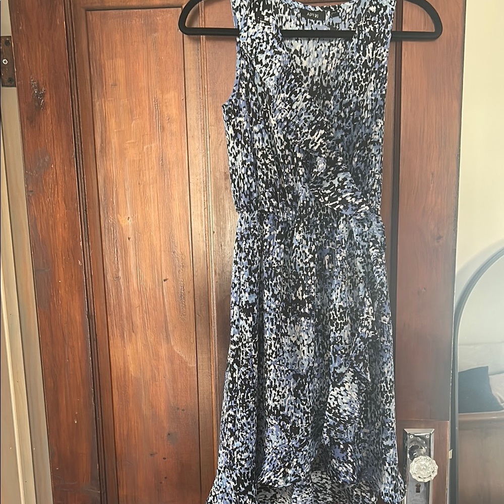 Blue Patterned Sleeveless Dress